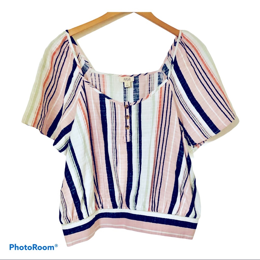 NWT a.n.a Women’s Striped Crop Top Size L